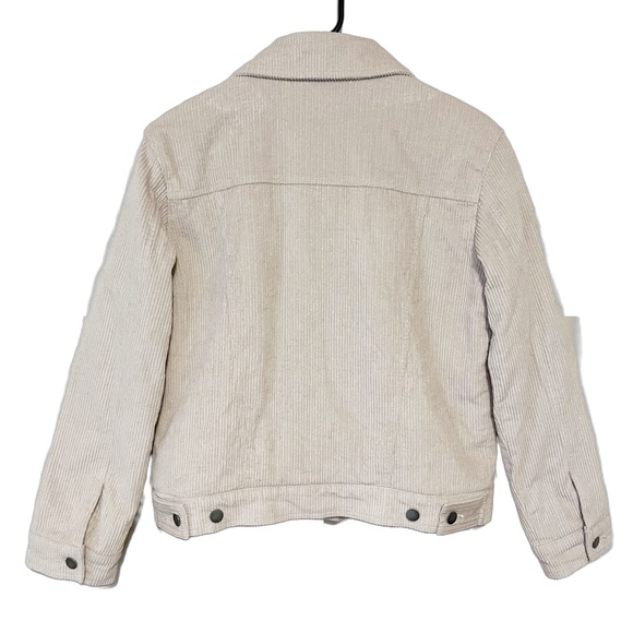 Sherpa Lined Corduroy Cream Trucker Jacket - Picture 2 of 5